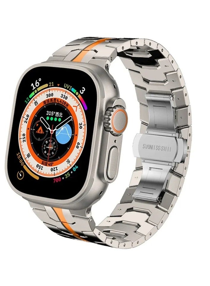Compare Titanium Metal Watch Band For Apple Watch Series 10 | Ultra 2 | 8 Ultra | 9 | 8 | 7 | 6 , 4946454442mm Staniless Metal Wristband at KSA Price