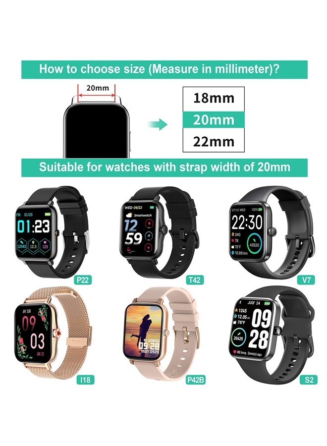 Compare 2Pack Smart Watch Bands 20mm Adjustable Replacement Bands Straps for P22 P32 P36 Smartwatch at KSA Price