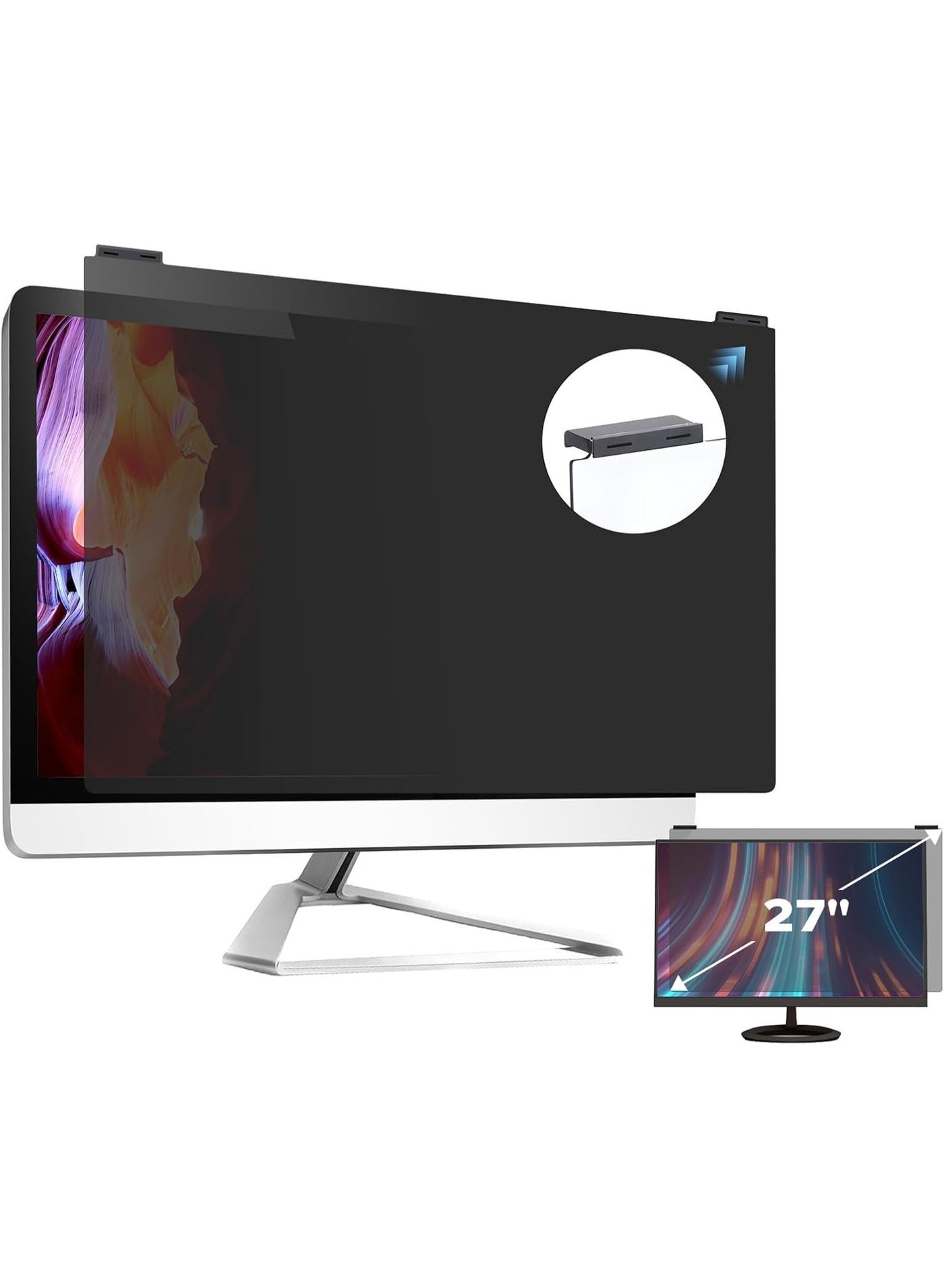 Compare YOUWE7 Computer Privacy Screen Filter 27 Inch, 9H Hardness Hanging Computer Screen Privacy Shield Compatible with 16:9 Widescreen Monitor, Eye Protection and Blue Light Blocks at KSA Price