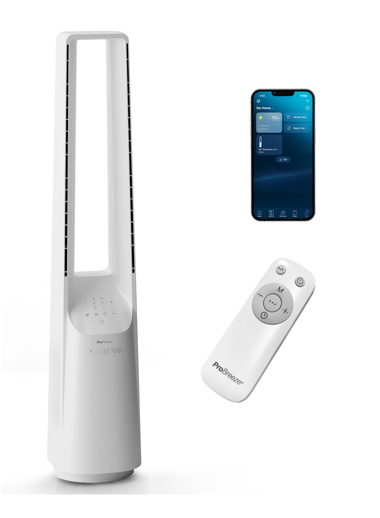 40 Inch Smart Bladeless Tower Fan with Dc…