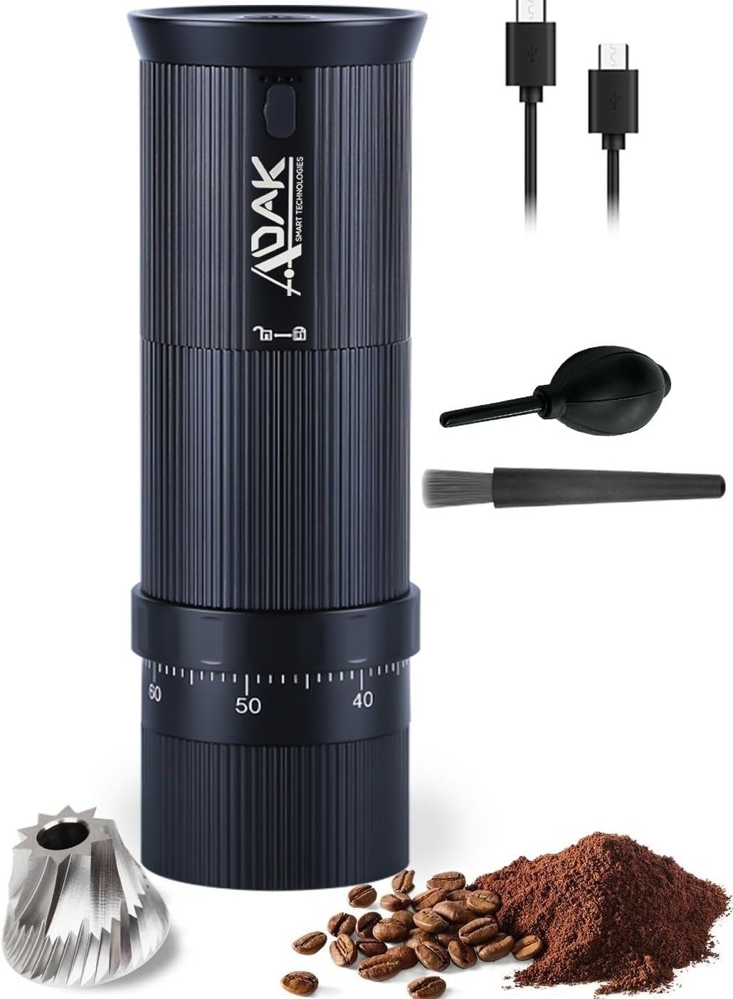 ADAK Premium Portable Coffee Grinder, USB-C Rechargeable,…