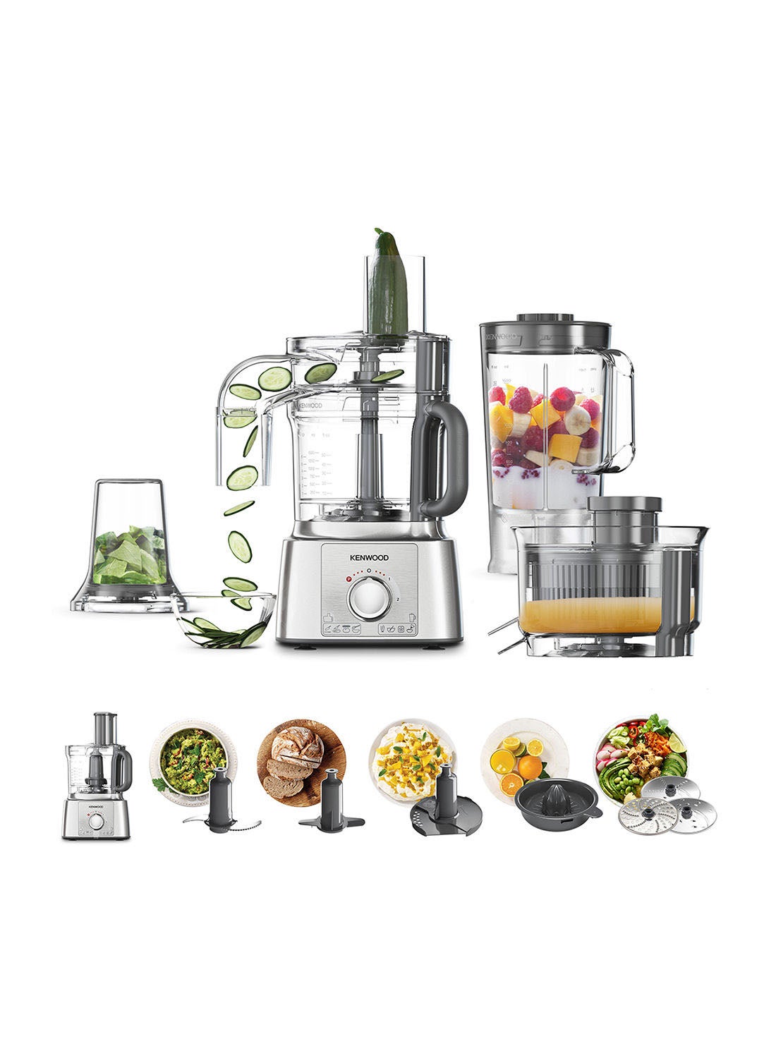 Compare Food Processor, 3L Bowl, 1.5L Blender, 11 Processing Tools, Multi Mill, Grinder, Juicer extractor, Whisk, Dough Maker, Citrus Juicer, Salad Maker 3 L 1000 W FDP65.880SI 1000W Silver at KSA Price