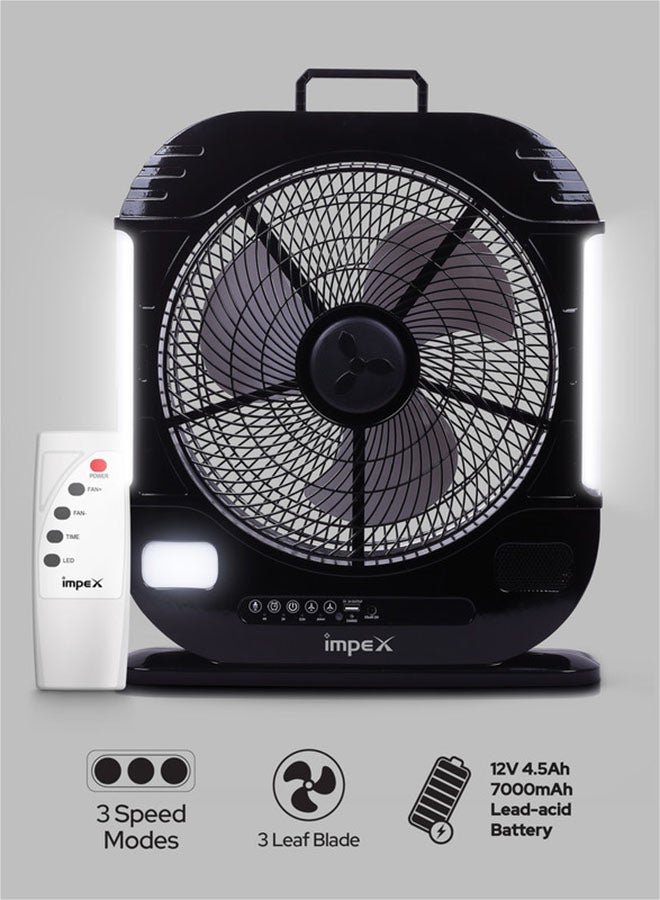 12 inch 3 Blade Rechargeable Fan LED Light…