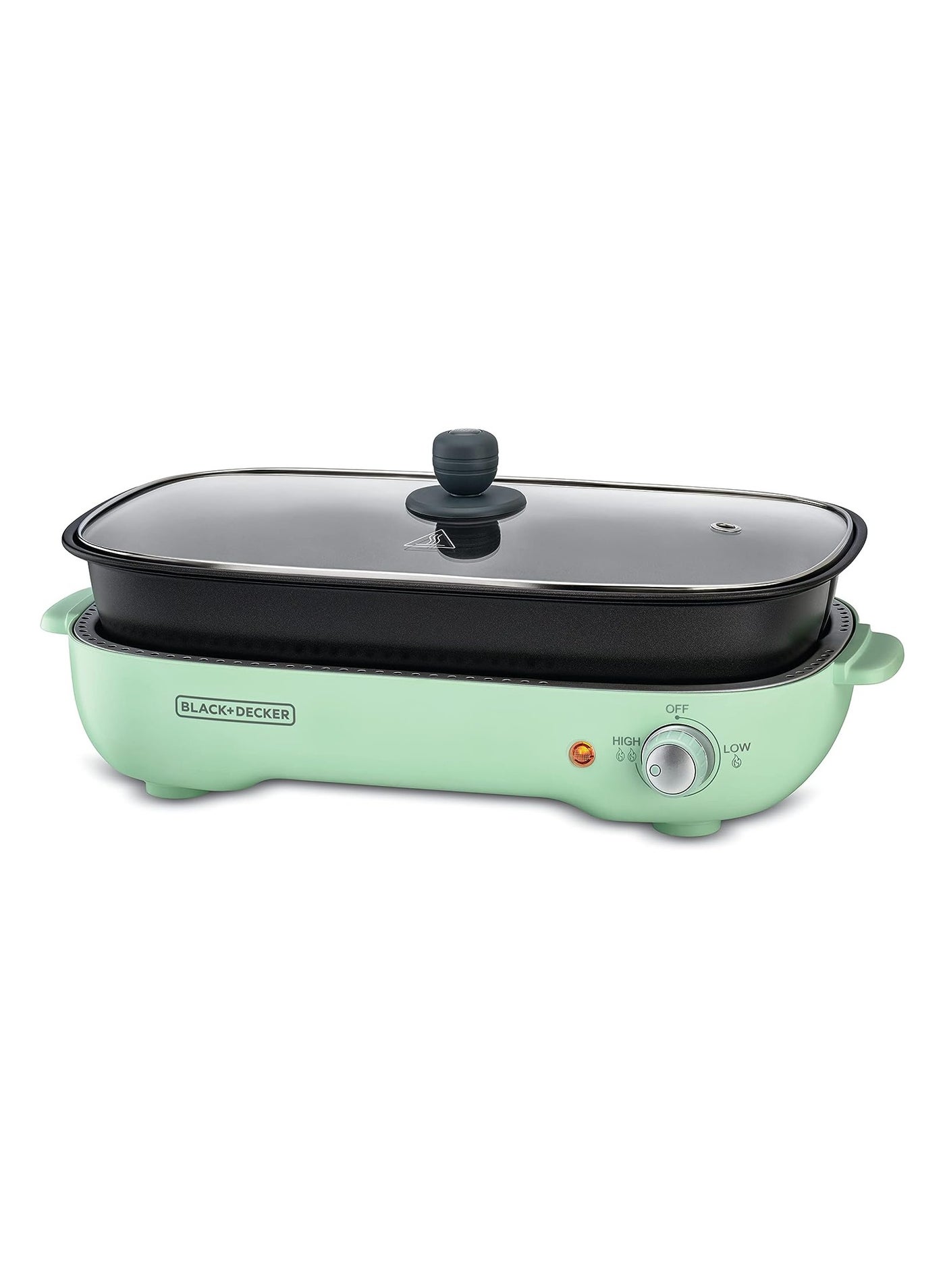Compare Multifunction Grill, 4.0L Familysized, Dual Pattern Grill Plate, 3 Interchangeable Nonstick Detachable Pans with Hotpot, For Grilling, Baking, Frying 1400 W GMF1400B5 Mint Green at KSA Price