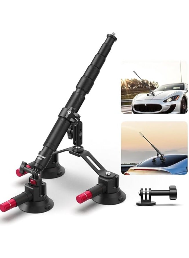 Compare NEEWER Triple Suction Cup Car Mount Kit CA065 with 3in1 Extension Pole, Magic Arm & Action Camera Adapter – Compatible with GoPro, Insta360 at KSA Price