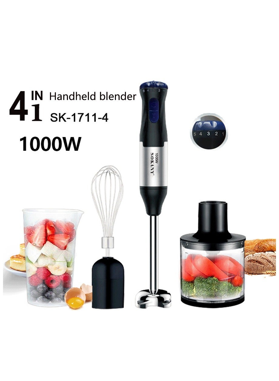 Compare SOKANY 1000W 5Speed Multifunctional Hand Blender with AntiSlip Base & Easy to Clean  4in1 Combo Blender, Chopper, Grinder, Juicer, Compact Size, Stainless Steel Blades, 500ml Bowl & 700ml Cup, Fast Delivery for Middle Eastern Fa at KSA Price