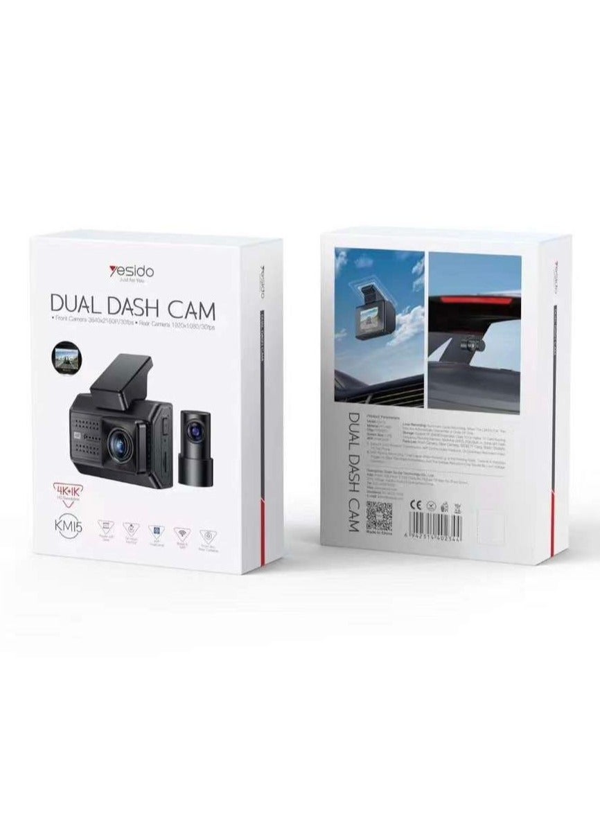 Yesido KM15 4K Dual Dash Camera Driving Recorder