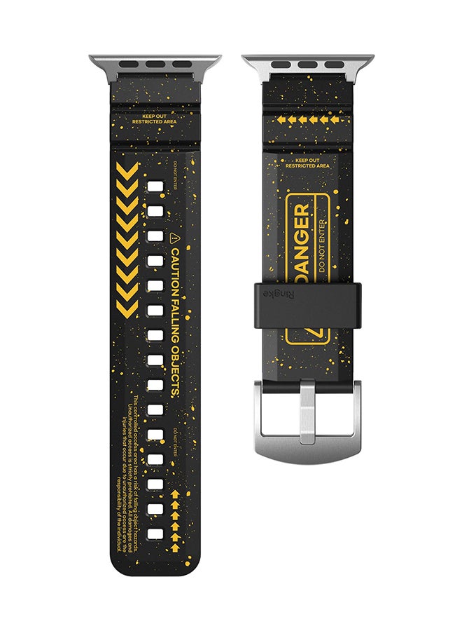 Compare Rubber One Bold Watch Band Compatible With Apple Watch 49mm  45mm  44mm  42mm, Flexible Adjustable Lightweight TPU Silicone Strap  Danger Yellow at KSA Price