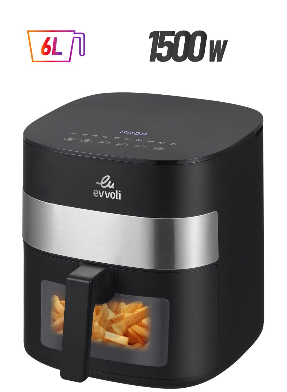 Compare 6L Air Fryer With 10 Preset Programs,1500W, Transparent Window 6 L 16000 W EVKAAF6010T Black at KSA Price