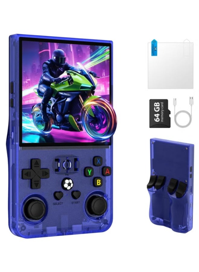 Compare R36MAX Retro Handheld Game Console, 4.0” IPS HD Display, Linux Gaming Console, 64GB BuiltIn Games, 4000mAh Rechargeable Battery, Classic Arcade Emulator, Portable Video Game Player, Transparent Blue at KSA Price