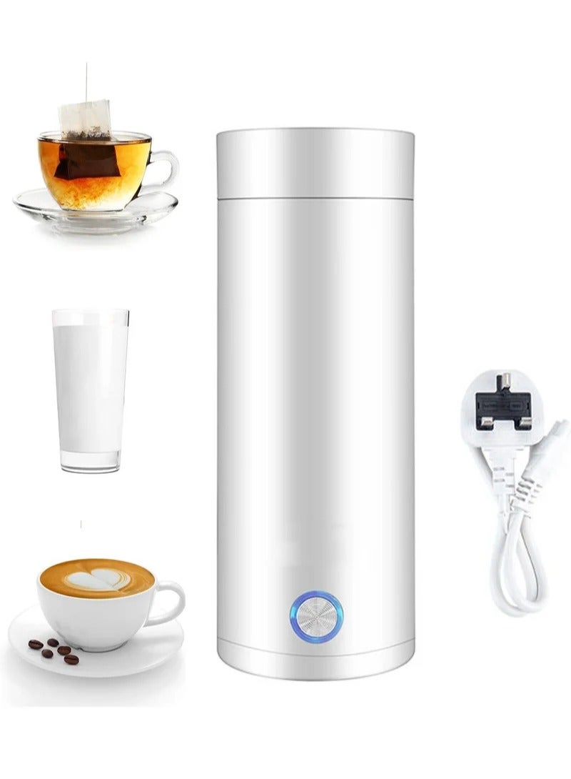 Compare Portable Electric Kettle 400ml Travel Tea Kettle with Non stick Coating Double Wall Water Boiler Bottle Insulated Coffee Thermos Mug Fast Boil and Auto Shut Off Hot Water Heater White at KSA Price