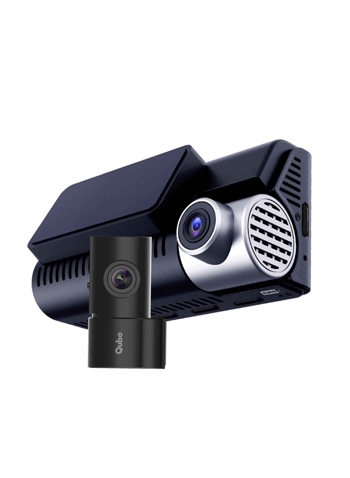 Compare Qubo Car Dashcam Pro 3K with Sony STARVIS 2 IMX675 Sensor | Hero Group | NightPulse Vision | Dual Channel: 5MP UHD Front 140°, 2MP FHD Rear 120° | 3.2 LCD | Builtin GPS, WiFi, Mic | Up to 1TB Storage at KSA Price