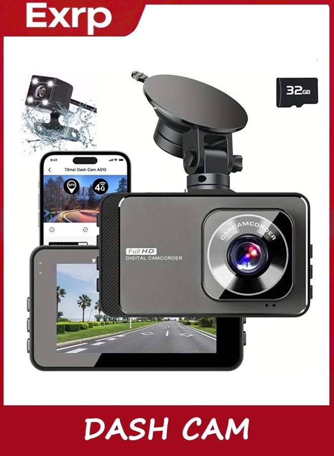 Dash Cam, 4K Ultra HD Front Camera+2K Rear Cameras,…
