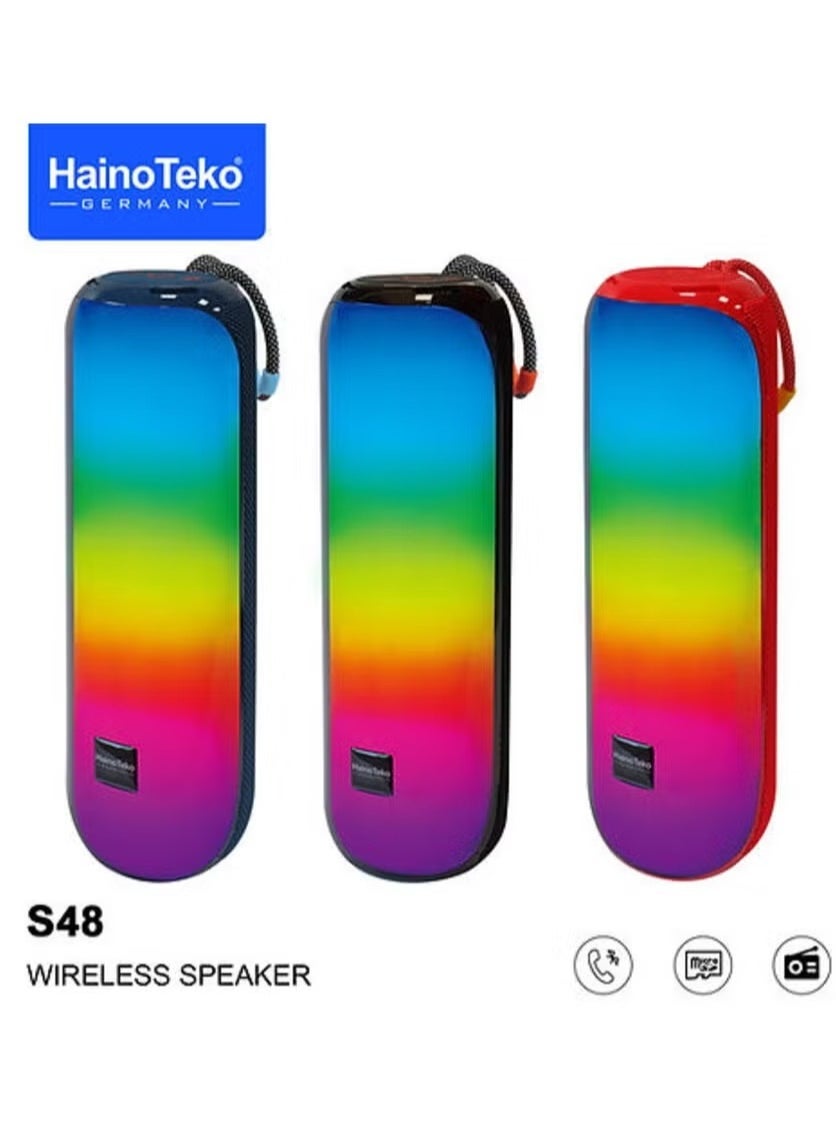 Compare S48 Portable Wireless Speaker with RGB Lights – Powerful Sound & LED Light Effects, Compact & Rechargeable, Ideal for Parties, Outdoor Events, Home Use, and Travel – Vibrant Red Design, Bluetooth Connectivity at KSA Price