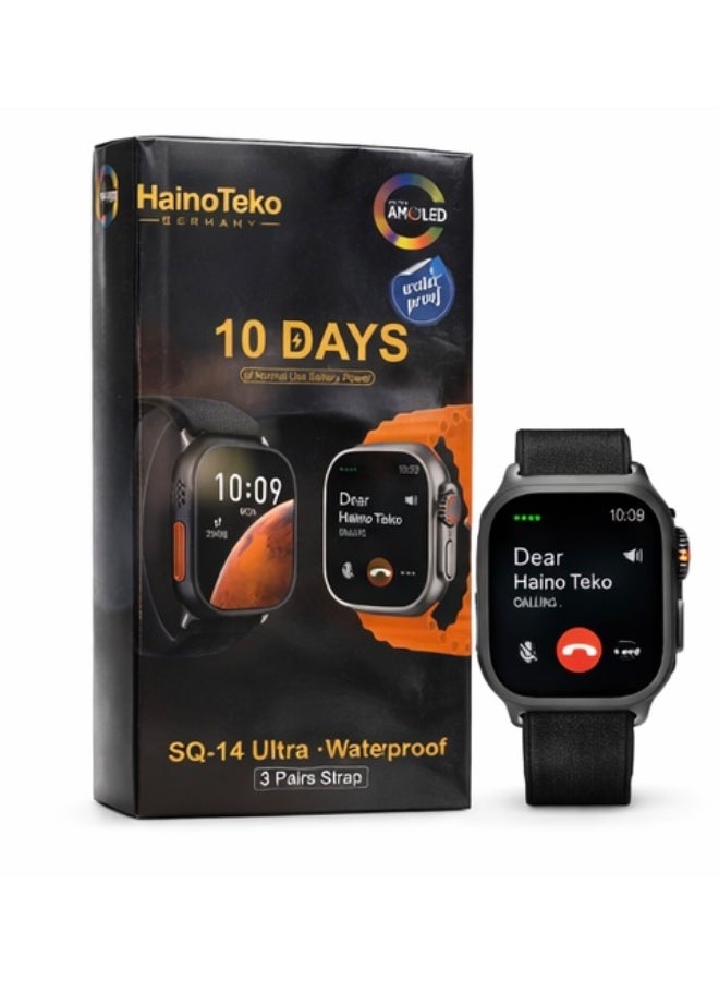 Compare HainoTeko SQ14 Ultra Smart Watch – AMOLED Display – 10 Days Battery – Waterproof – Bluetooth Calling – 3 Straps Included – For Android & iOS at KSA Price