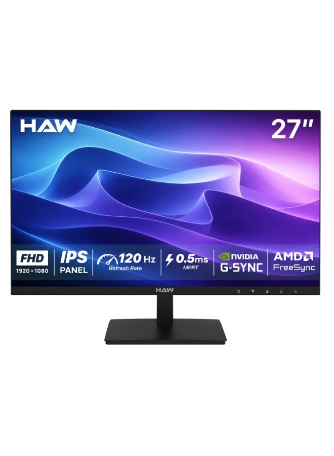 Compare HAW F27IPX 27Inch Gaming Monitor, FHD 1920×1080 IPS Display, 120Hz Refresh Rate, 0.5ms MPRT, HDMI 2.1 Supported, FreeSync & GSync Compatible, Builtin Speakers, Flat Screen, PC & Console Ready – Black at KSA Price
