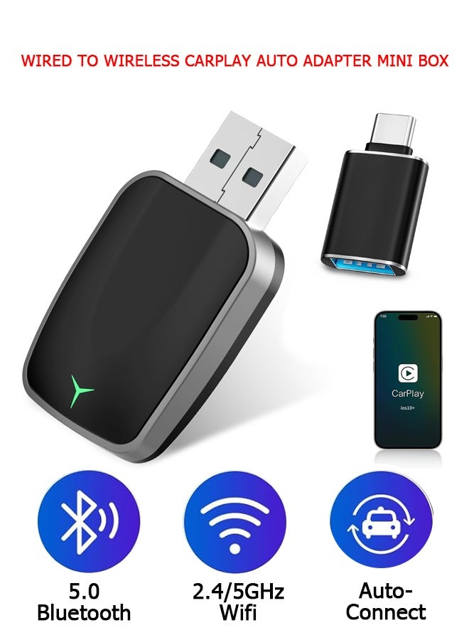 Compare Mini Wireless Carplay Adapter, 3 in1 Plug and Play Convert Wired to Wireless Apple CarPlay Adapter, Mini Size with TypeC Interface, Stable Control No Delay at KSA Price