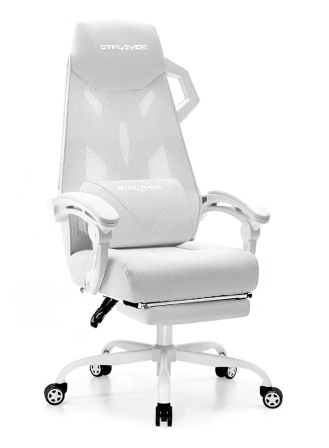 Compare GTPLAYER #1USA Ergonomic Gaming Chair with Footrest, Mesh Back Computer Desk Chair with Recline, Adjustable Headrest & Lumbar Support, Mech Design Video Game Chair for Home, Study & Office White white at KSA Price