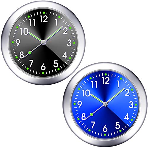 Compare 2 Pieces Stick on Dashboard Car Clock Mini Tiny Small Luminous Car Vent Clocks Watch for Dashboard Boat Bike Home Black, Blue at KSA Price