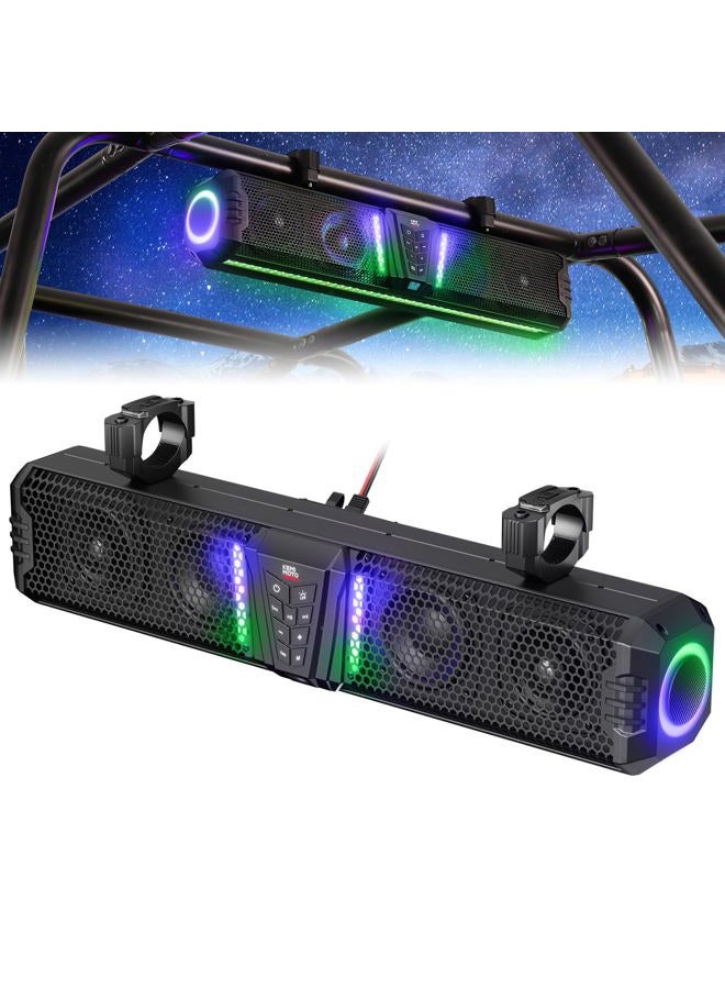Compare 2025 Midnight 60 26inch UTV Sound Bar, IP66 Waterproof Golf Cart Sound Bar, ATV Speaker Bluetooth with RGB, SxS Soundbar Compatible with Polaris RZR CanAm w 12 in Roll Bar at KSA Price