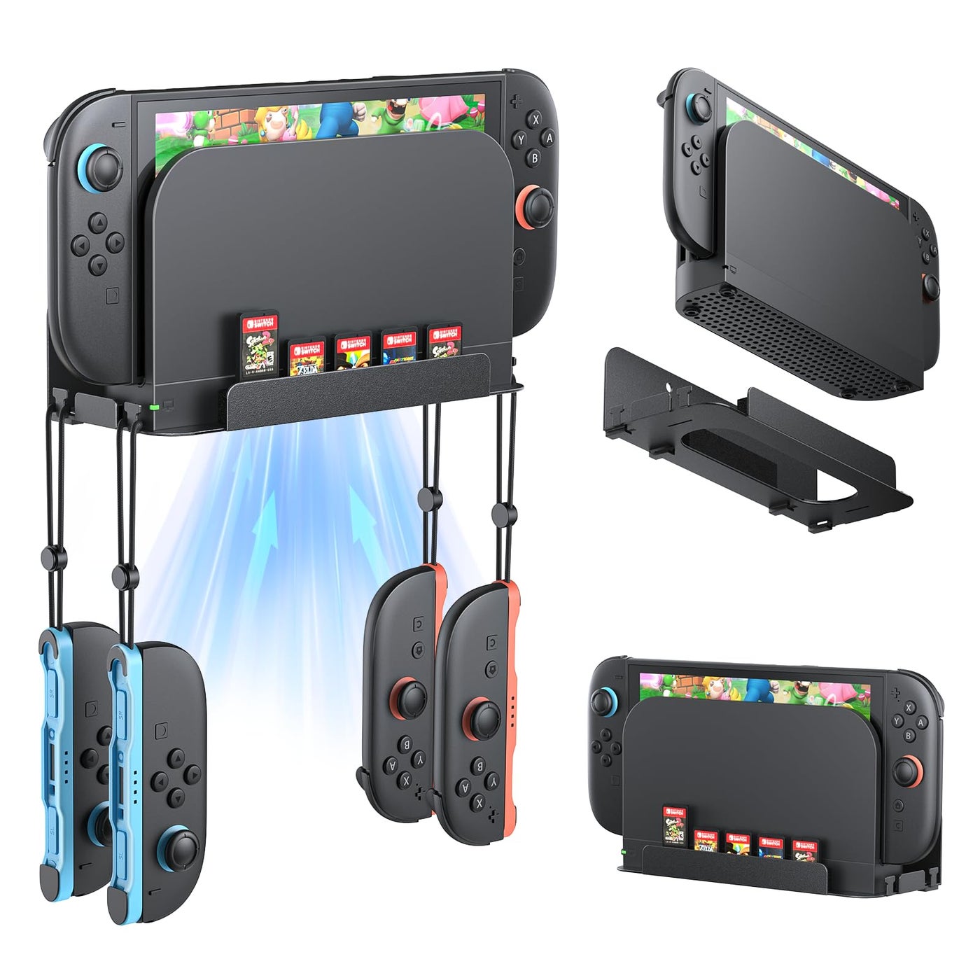 Compare FASTSNAIL Switch 12 Compatible Wall Mount for Nintendo Switch 2, Organizer for Switch 2025, Shelf Base Kit Behind TV, Accessories with 4 Joypad Hooks and 5 Card Slots at KSA Price