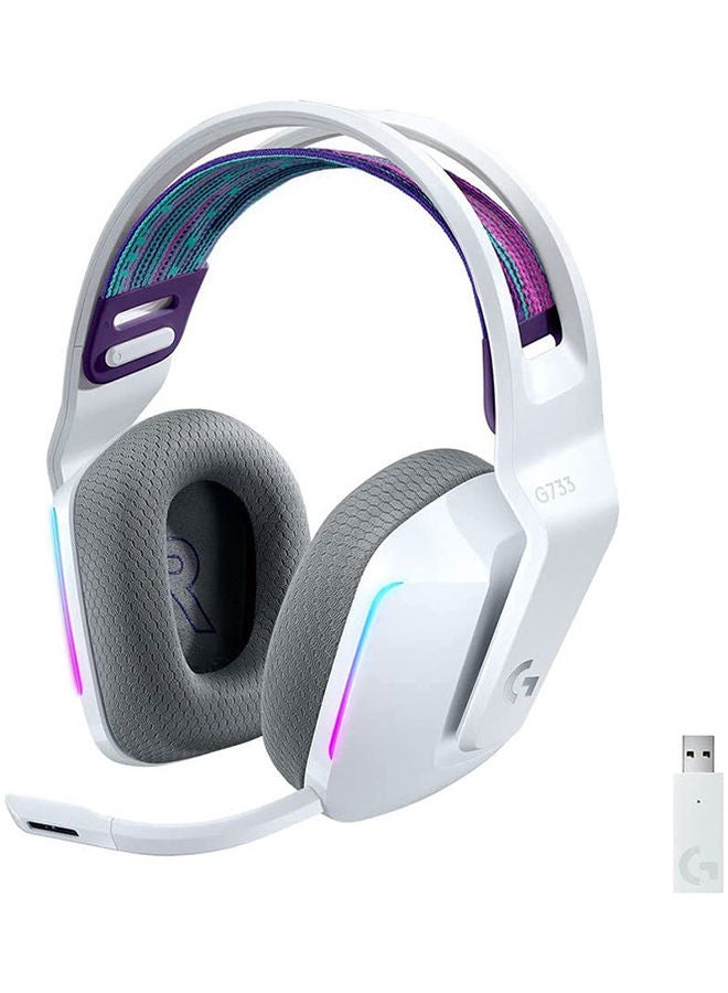 Compare G733 LightSpeed Wireless RGB Gaming Headset, PROG 40mm Driver, 6mm Cardioid Pickup Pattern Microphone, DTS Headphone X 2.0 Surround Sound, 16.8m Light Color, White | 981000883 at KSA Price