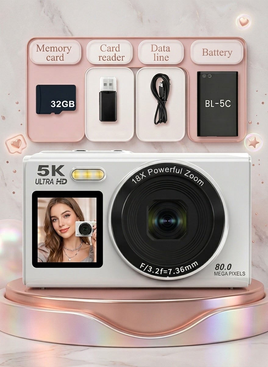 5K Digital Camera 80MP UHD with 2.8in&1.5in…