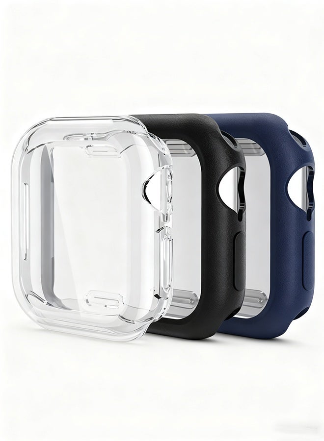 Compare 3PCS TPU Full Cover HD Screen Protector Case for Apple Watch Series 11 42mmSeries 10 42mm ClearBlackBlue at KSA Price