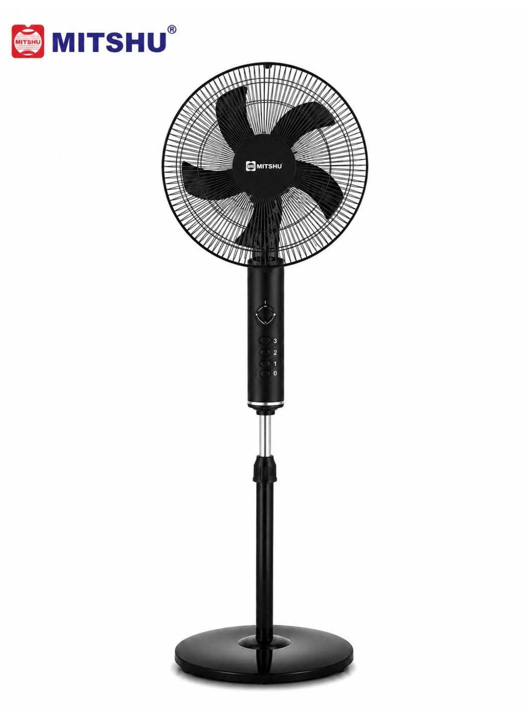 Compare Mitshu Luxurious 16Inch Stand Fan With Silent Copper Motor & 3 Speed Control Black 50W at KSA Price