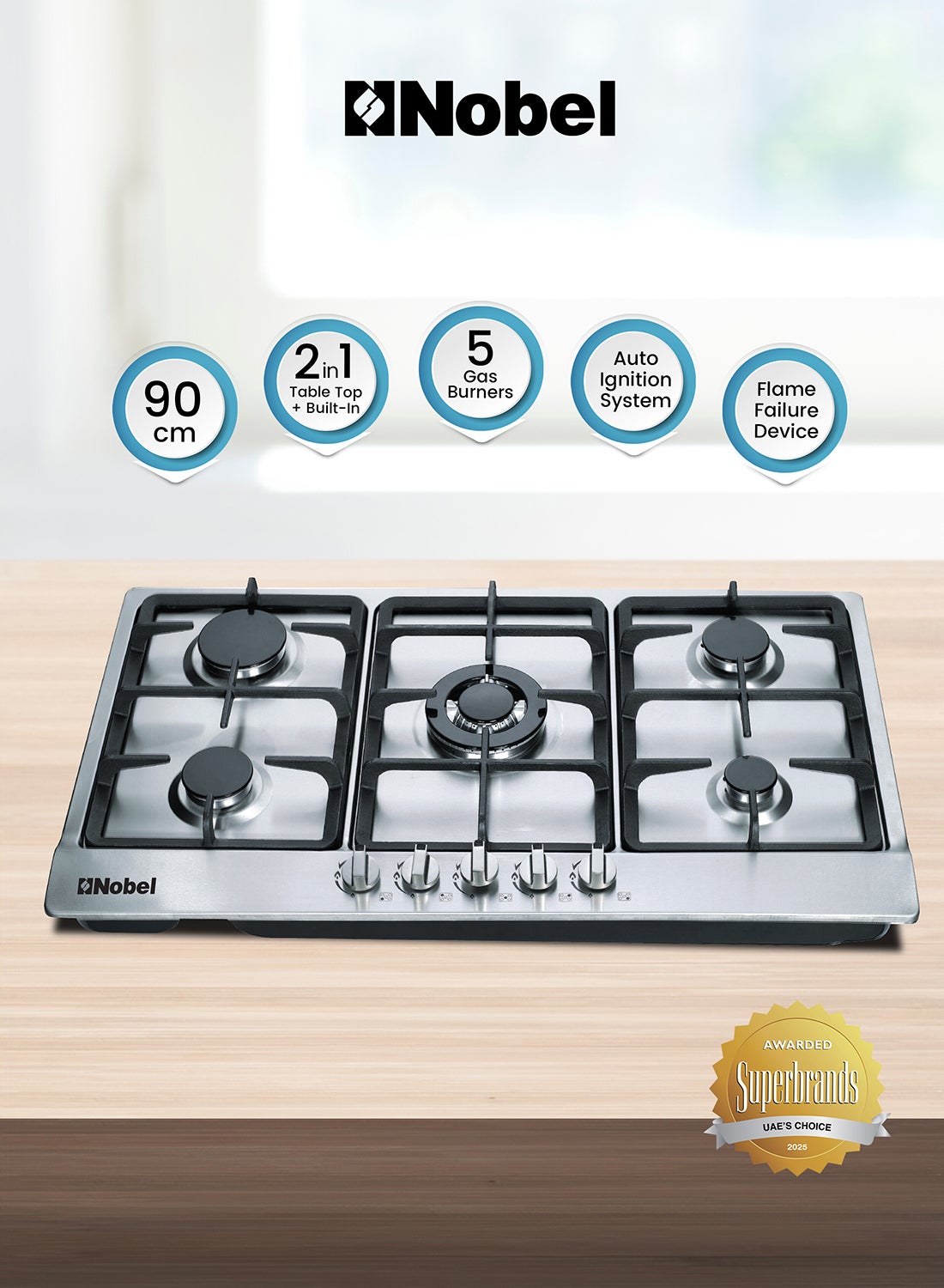 Built In Hobs Stainless Steel 5 Gas Burners…