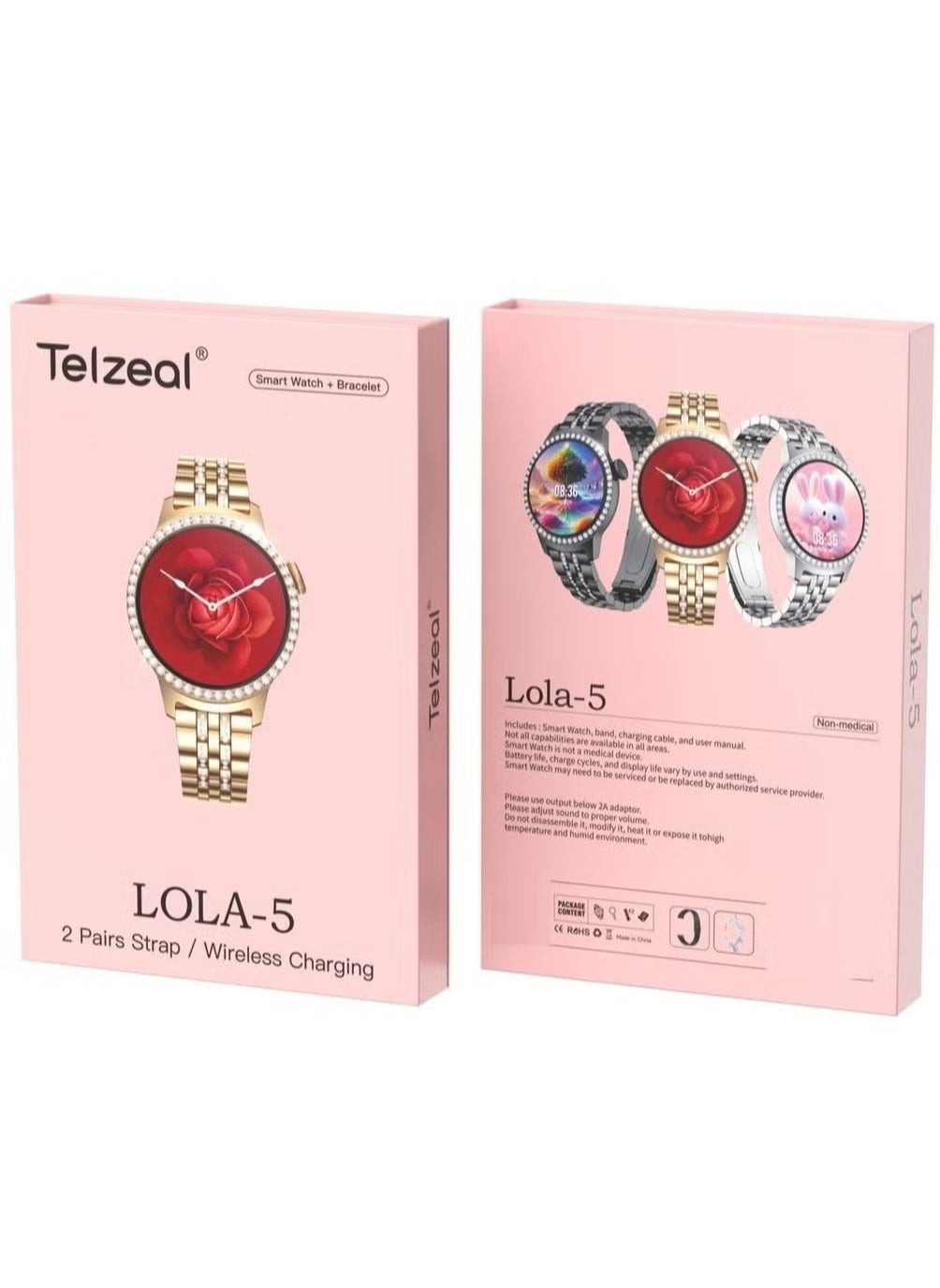 Compare Elegant Gold Smart Watch with Bracelet Wireless Charging, 2 Pairs of Straps, Fitness Tracker & Health Monitor for Ladies and Girls at KSA Price