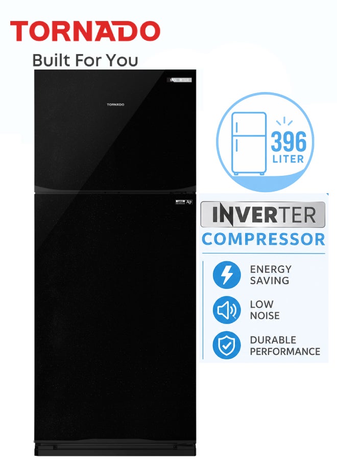 Compare 396 Liters TORNADO Inverter Refrigerator No Frost, Tropical Compressor, Hybrid Cooling, Ag+ Nano, Light Black  RF480TVBK  1Year Full Warranty & 5Year Motor Warranty RF480TVBK Black at KSA Price
