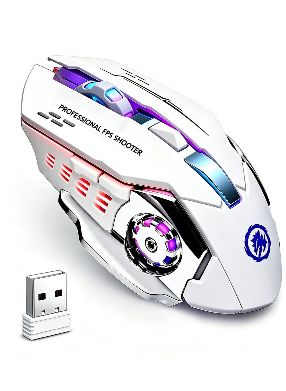 Compare Silent Wireless Bluetooth Gaming Mouse, 2.4GHz Rechargeable Silent Bluetooth Wireless Mouse for GamingWork, Computer Mice with USB Receiver,7Color Backlight, 6 Buttons,White at KSA Price