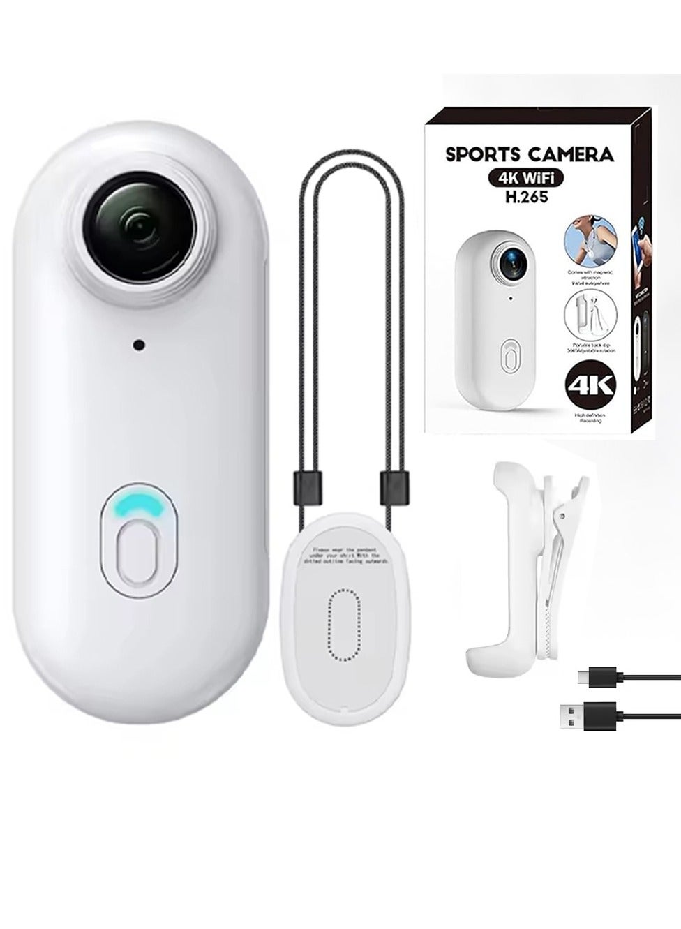 Compare 4K Ultra HD Wearable Mini Sports Camera – ThumbSized Magnetic Action Cam with 30m Waterproof, 360° Clip, 150Min Battery, WiFi, H.265, HandsFree POV Recording for Cycling, Diving, Vlogging at KSA Price