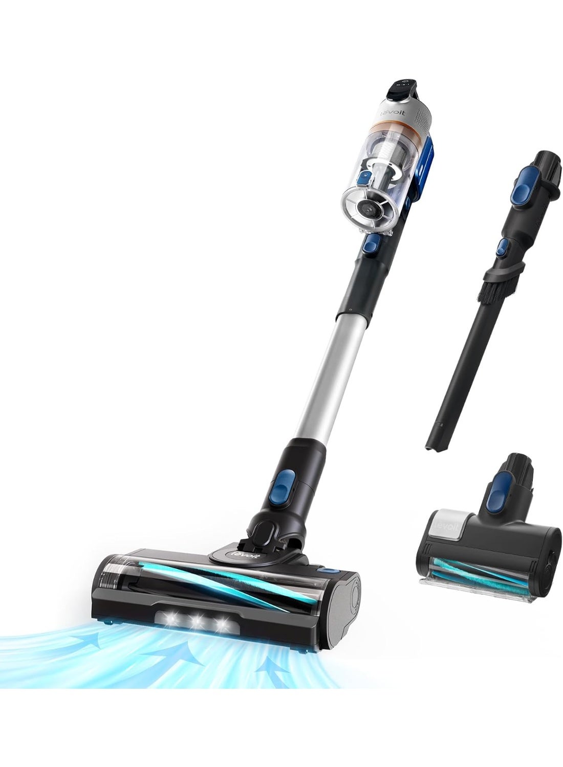 Compare Levoit Cordless Vacuum Cleaner with HEPA Filter, Powerful 90AW 60Mins, Mini Motorized Brush&Crevice Tool with Anti Hair Wrap, Charging Wall Mount, Lightweight for Stairs, Carpet, Hardfloor, Pet Hair LSVV202PEBUK 240 W LSVV202PEBUK Silver at KSA Price