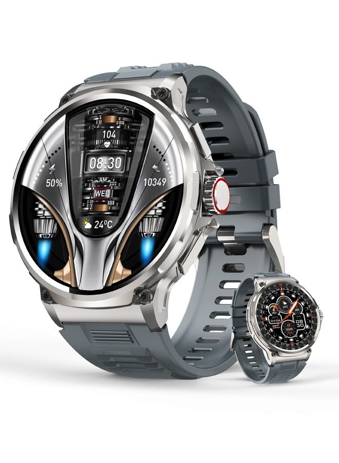 Compare 1.85 Round HD Luxury Smart Watch for Men,710mAh Powerfull Battery, Tactical Fitness Tracker, Smartwatch for Android iOS, Silver Grey at KSA Price