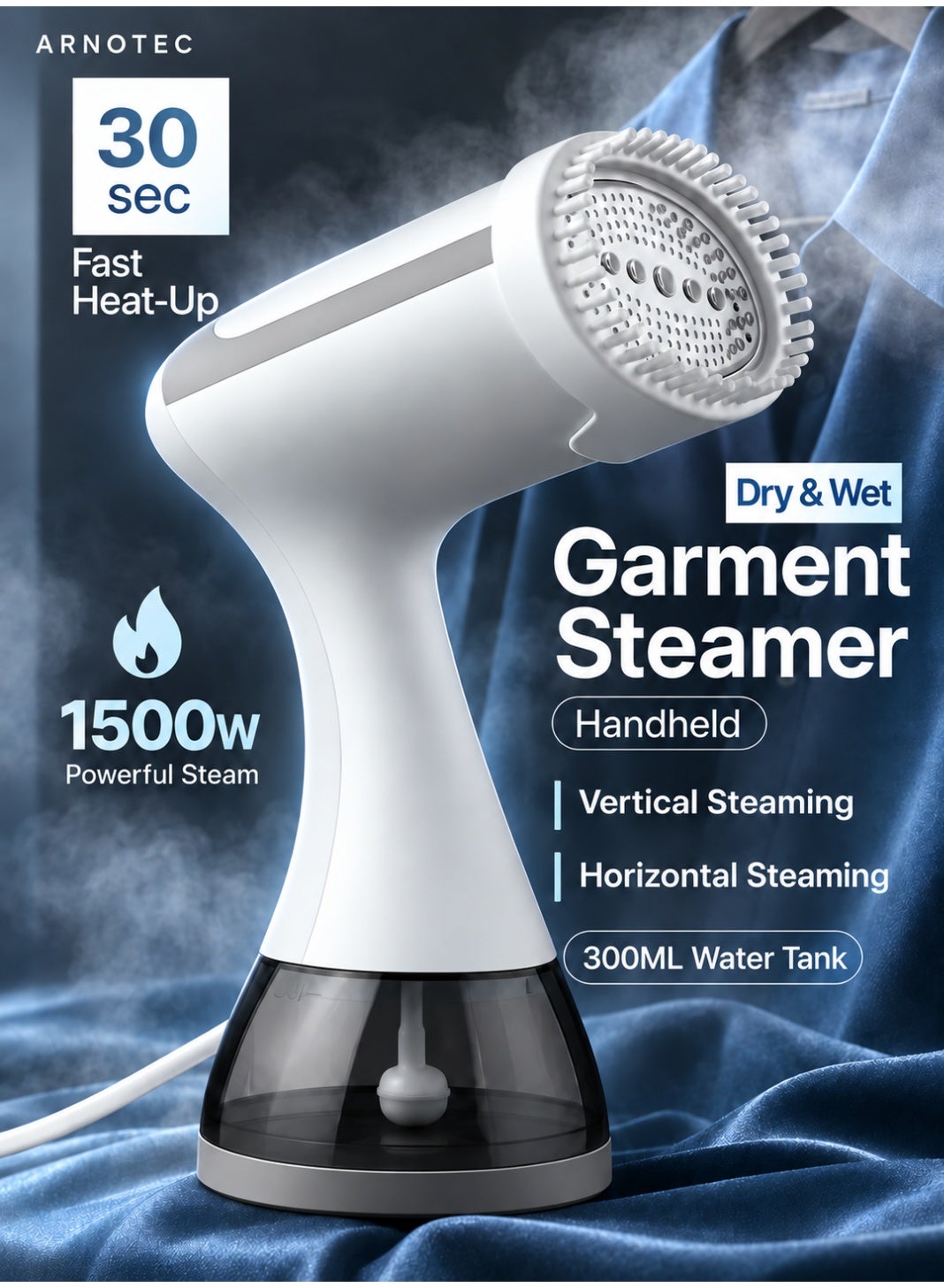 Handheld Garment Steamer Iron – 1500W Portable Clothes…