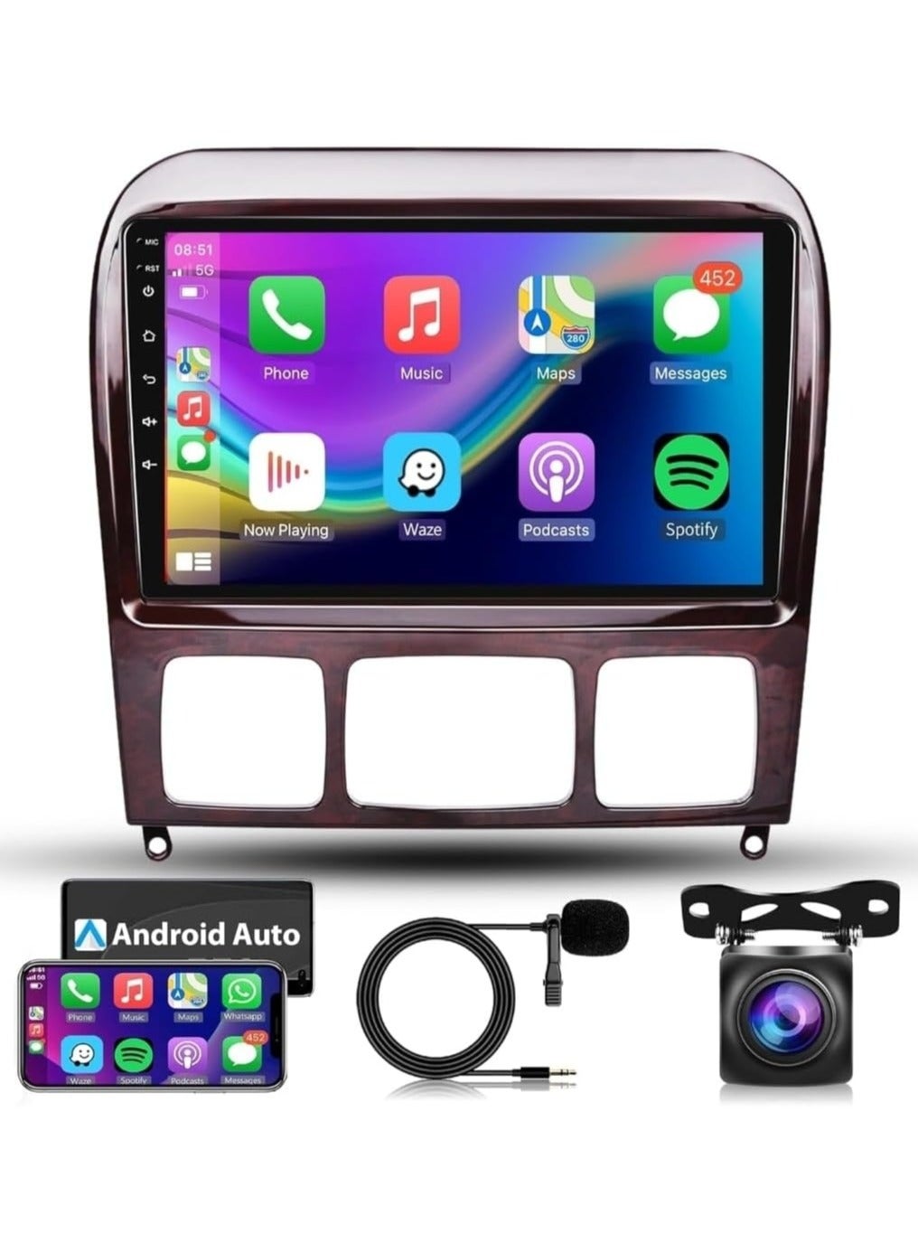 Compare Car Stereo For Mercedes S Class W220 S280 S320 S350 S400 S430 S500 S600 AMG 19982005 4GB RAM Support Apple Carplay Android Auto Wireless QLED Touch Screen DSP Bluetooth AHD Camera Included at KSA Price