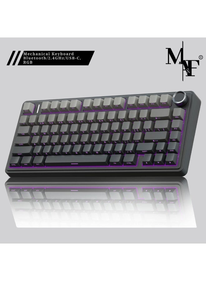 Compare AULA F75 Gasket Mechanical Keyboard, 75% Wireless Hot Swappable Gaming Keyboard with FiveLayer Padding&Knob, Bluetooth2.4GHzUSBC, RGB Black Gradient, LEOBOG Reaper Switch at KSA Price