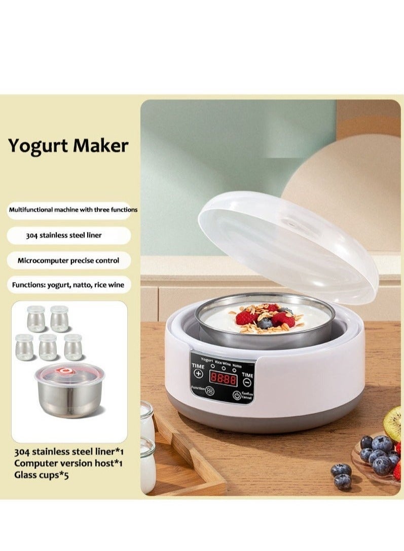 Compare Yogurt Maker, Yogurt Maker with Stainless Steel Inner Tank and 5 Glasses, Great for Home Organic Yogurt, Rice Wine, Natto Maker, BPA Free at KSA Price