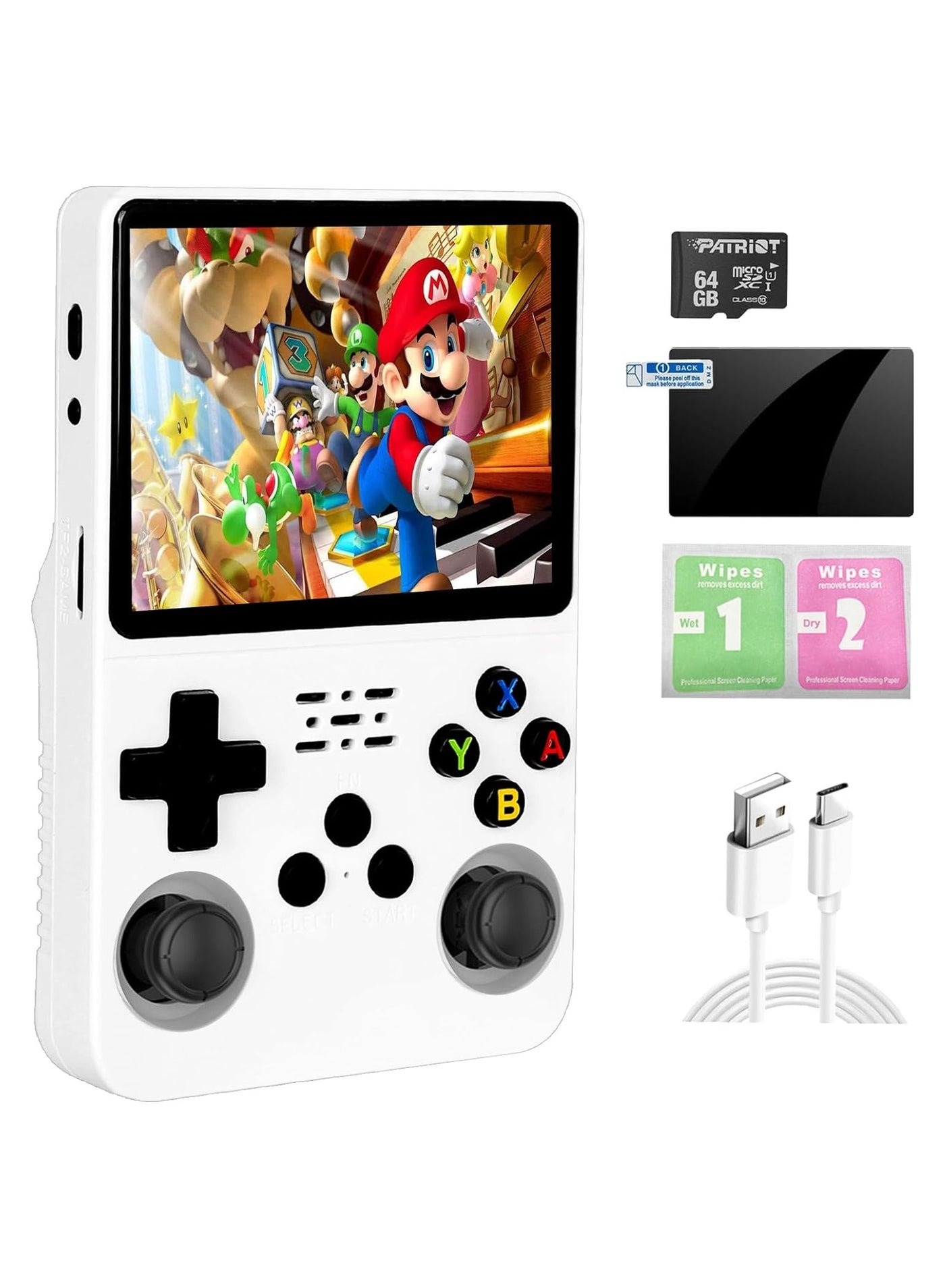 Compare R36S Handheld Retro Gaming Console Linux System with 64G TF Card, Preloaded with 15000+ Games, Retro Video Game Console 3.5inch IPS Screen White 64G at KSA Price