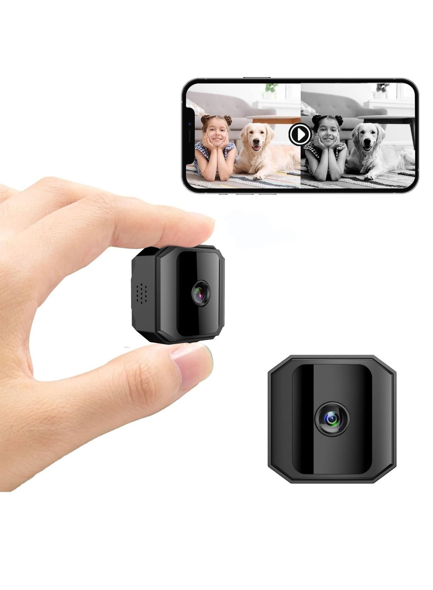 Compare Mini Surveillance Camera 1080P, Portable Small HD Nanny Cam with Night Vision and Motion Detection, Indoor Security Camera with 360° Adjustable Stand, Covert Security Camera for Home 2024 Version at KSA Price