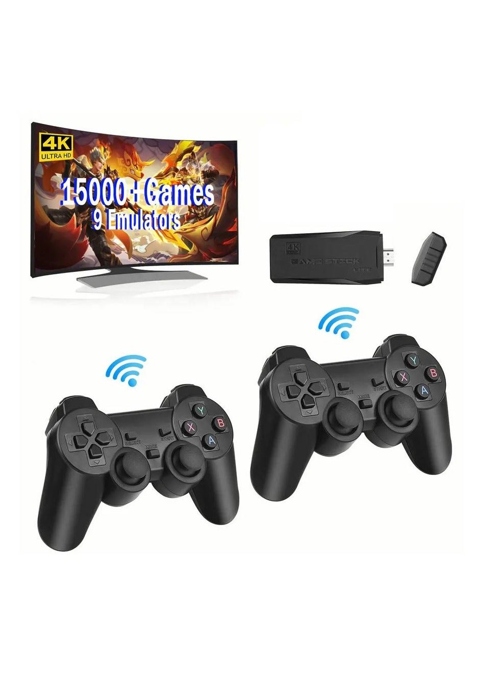 Compare Wireless Retro Game Console, Plug & Play Video TV Game Stick With 10000+ Games Builtin, 9 Emulators, 4K HDMI Output for TV with Dual 2.4G Wireless Controllers at KSA Price