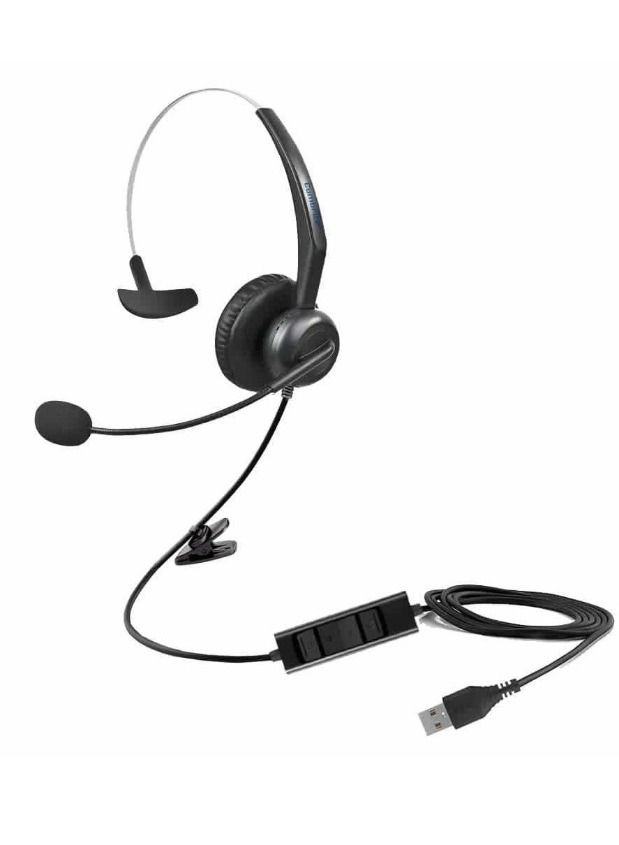 USB Single Ear Headset with Noise Cancelling…