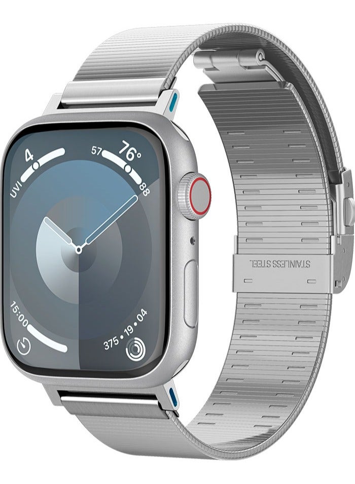 Compare Sleek Link Apple Watch Band for Apple Watch Series 10 42mm, 987 41mm, SE2SE654 40mm, 321 38mm Stainless Steel Band Strap Adjustable Stainless Steel Band Strap  Silver at KSA Price