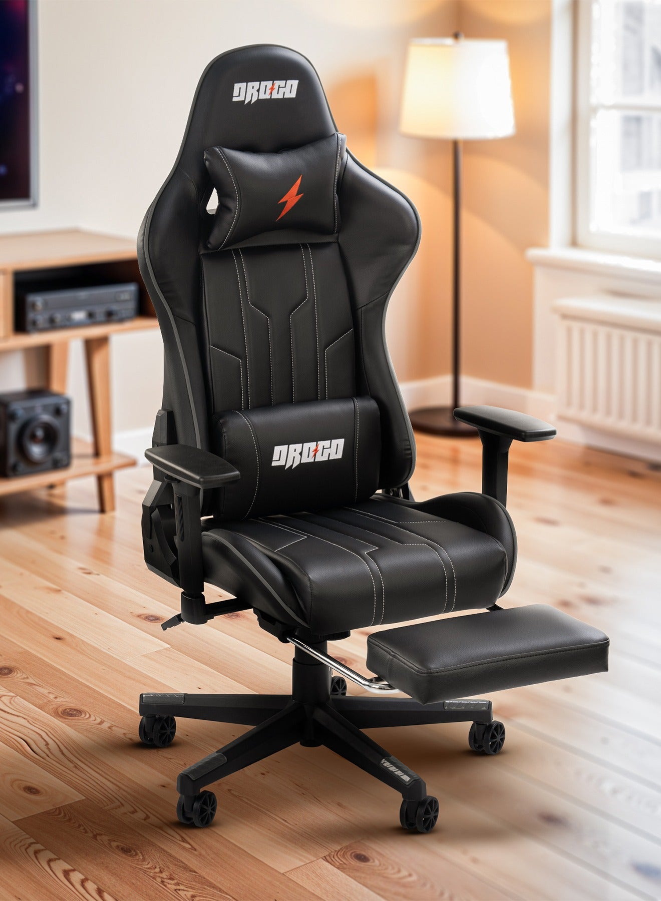 Compare Wrath Pro Ergonomic Gaming Chair, Computer Chair with Adjustable Seat, PU Leather, 3D Armrest, Memory Foam Head & Lumbar Support Pillow Home & Office Chair with Footrest & Recline Black at KSA Price