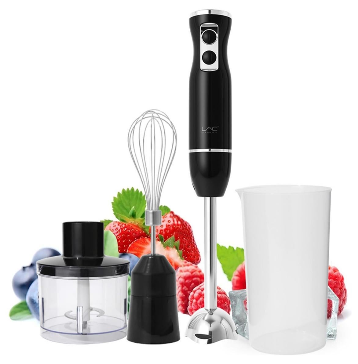 Compare Hand Blender, 4 in 1 Blender, Hand Blender Electric 370W 2Speed and Turbo Mode, Immersion Blender with 500ml Food Chopper, 600ml Container, Milk Frother, Egg Whisk, for Smoothie Sauces Food Soups at KSA Price