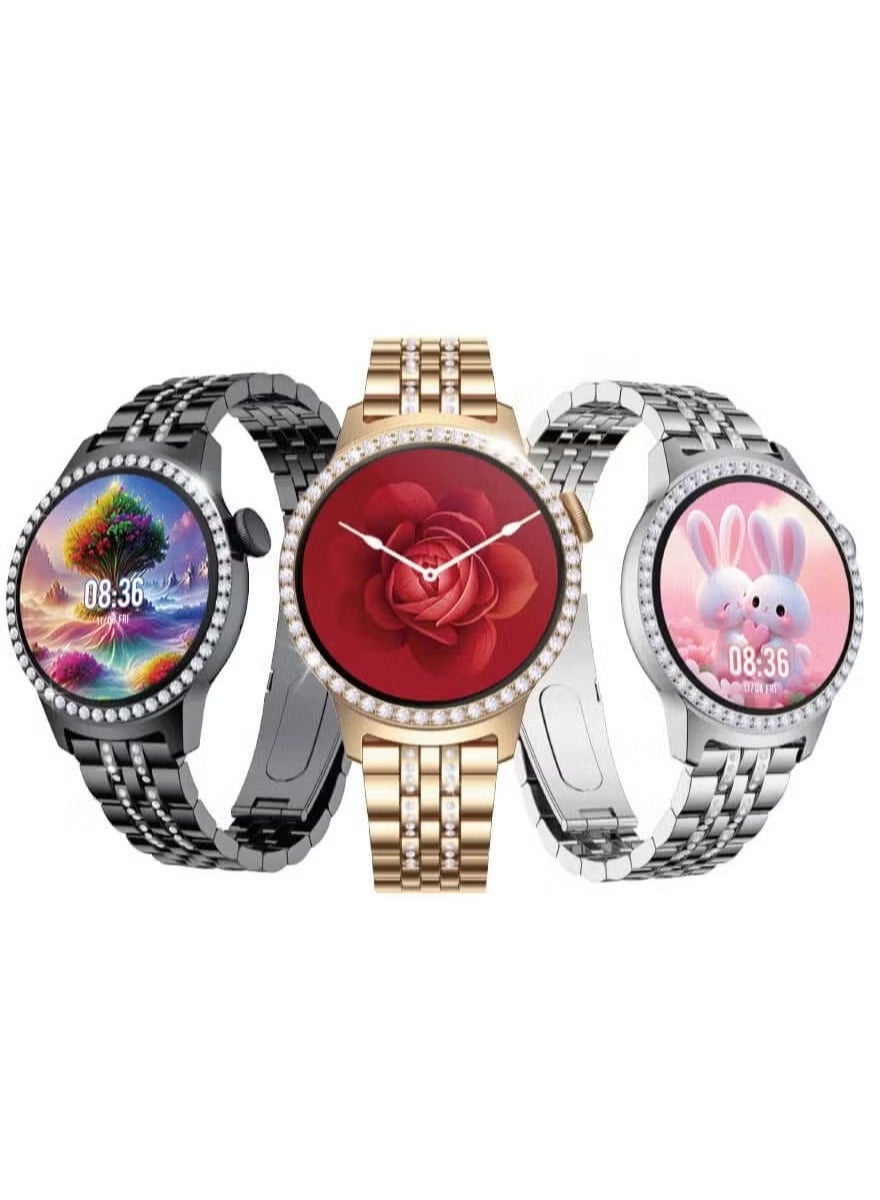 Compare Smart Watch with Bracelet – Sleek Black Design 2 Pairs of Straps & Wireless Charging, Fitness Tracker, Health Monitor, Stylish & Elegant Smart Wearable for Ladies & Girls at KSA Price