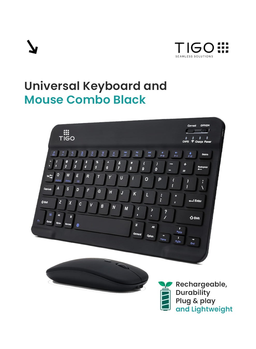 Compare Universal Wireless Keyboard & Mouse Combo with Arabic & English Ergonomic Design and Silent Typing Keys Ultra Slim Design Compatible with Android Apple iPad IOSÂ WindowsÂ &Â Mac Black at KSA Price