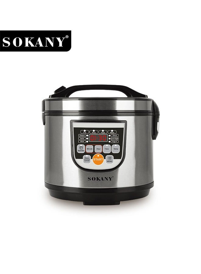 Compare Digital Rice Cooker,Digital Multicooker, Electric Pressure Cooker With 5L Capacity NonStick Inner Pot, Stainless Steel Body,10 OneTouch Programs 700W SK07051 SilverBlack at KSA Price